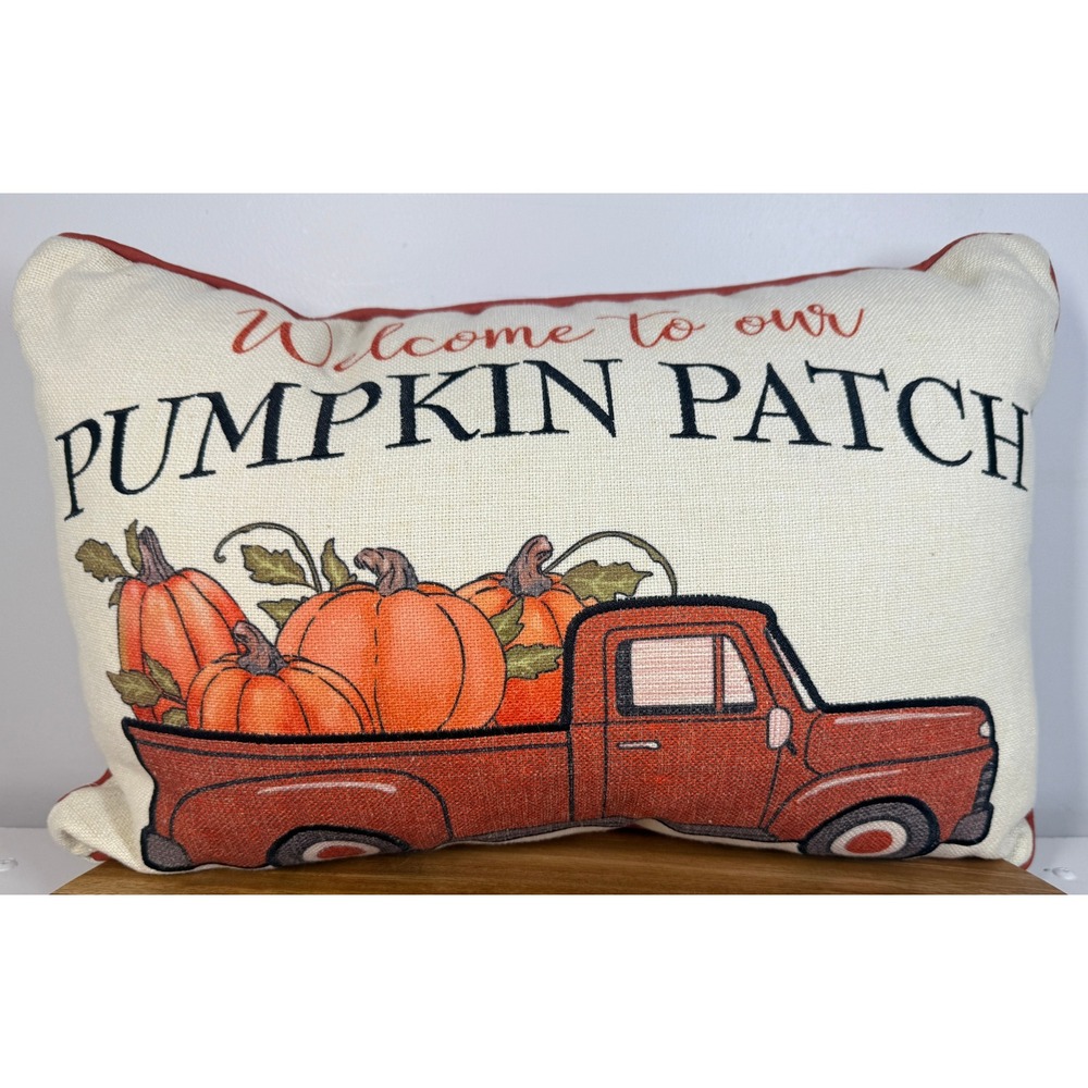 Welcome Pumpkin Patch Pillow‎ Red Truck Fall Autumn Farmhouse Decor